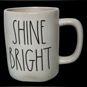 Rae Dunn Shine Bright Mug with Rainbow Double Sided Ceramic Coffee 16 Oz